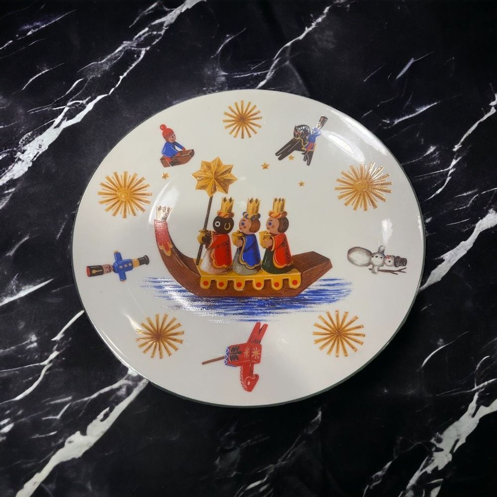 Bareuther Waldsassen Large Vintage Christmas Plate St Nicholas Three Kings Wisem